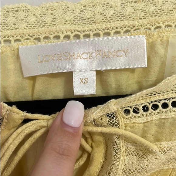 LOVESHACKFANCY Darryl Flutter Sleeve Butter Yellow Ruffled Mini Dress - Picture 12 of 16